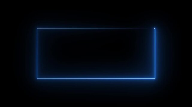Neon glowing Rectangle frame background animation, Glowing neon rectangle border frame icon . Neon abstract blue color rectangle shape line animation.4k motion graphics video