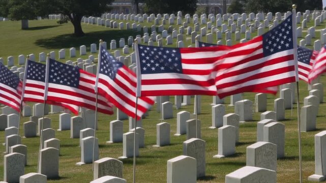 American Flags at Arlington National Cemetery on Memorial Day