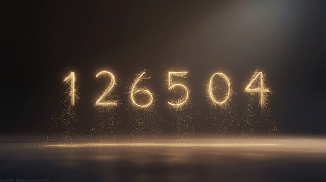 A bright and glowing number sequence illuminated against a dark background