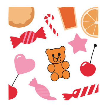 Seamless Candy Pattern Vector with Lollipops and Sweets, Bright Cute Background Design