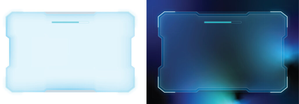 Futuristic HUD interface digital screen panel with blue glowing frame