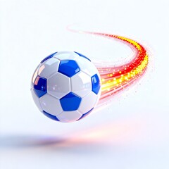 Naklejka premium Flying Soccer Ball with Light Trails