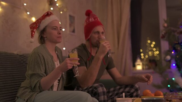 People celebrate New Year's and Christmas in a cozy home.