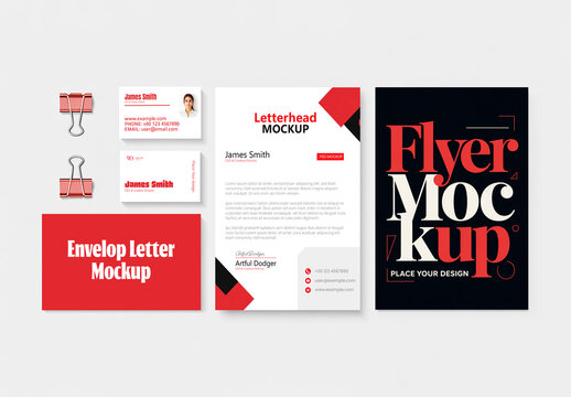 Corporate Stationery Mockup with Letterhead Flyer and Business Card