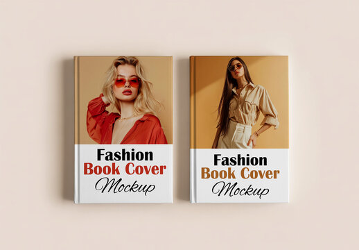 Fashion Book Cover Mockup Set on Neutral Background