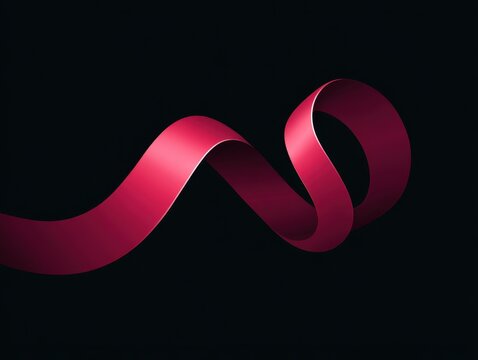 Elegant flowing ribbon in vivid red color swirling gracefully on a dark background creating a stunning visual effect