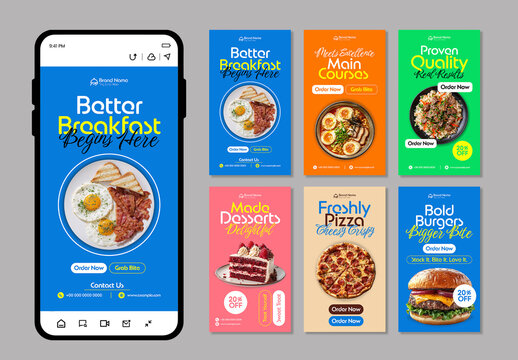Food Menu Social Media Story Templates for Restaurant Marketing