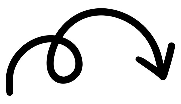 手書きのゆるい矢印アイコンのベクターイラスト。落書き、手描き、シンプル、やじるし