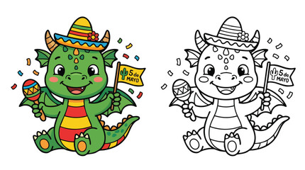 Obraz premium Cinco De Mayo Dragon Coloring Page Design
