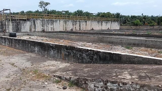 Inside a sewage treatment plant or wastewater treatment plant in kluang, johor, Malaysia