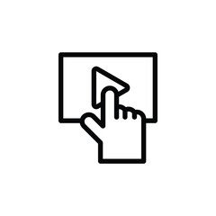 Obraz premium Hand press play video outline icon vector design good for web or mobile app