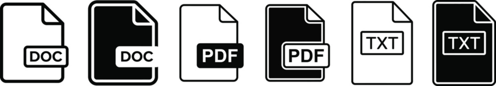 File icons for document formats including doc pdf and txt
