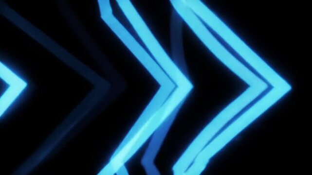 Illuminated, overlapping arrow shapes, emitting a cool cyan glow, arranged on a diagonal against a stark black background.  A minimal, modern aesthetic