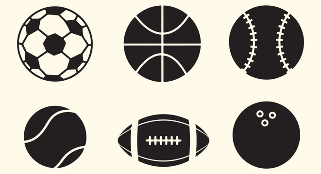 Classic sports balls vector illustration set for athletic game and recreation graphic design