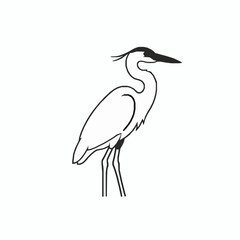 Fototapeta premium Minimal Great Blue Heron Outline Vector Icon for Logo Design