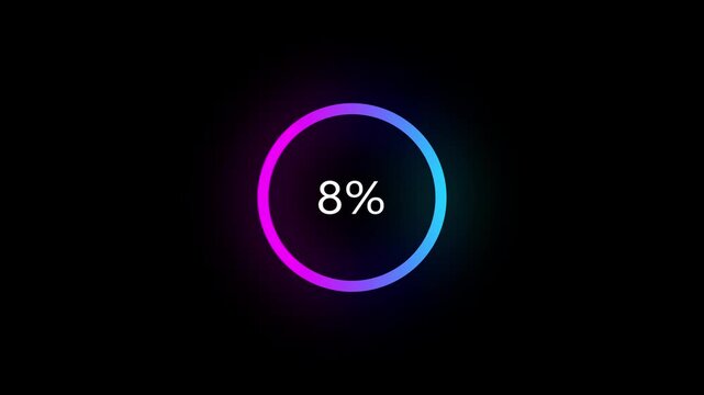 Animated of circle loading icon . 1 to 8% loading concept icon. and creating a stunning 4k video.
