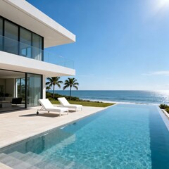 Fototapeta premium Modern Oceanfront Villa with Infinity Pool