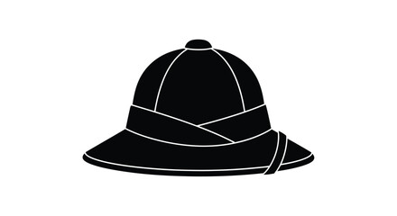 Fototapeta premium A minimalist black and white illustration of a pith helmet