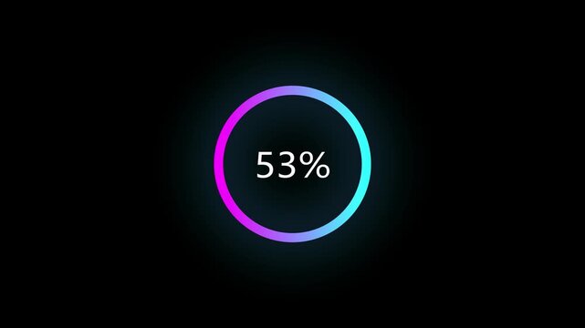 Animated of circle loading icon . 1 to 53% loading concept icon. and creating a stunning 4k video.