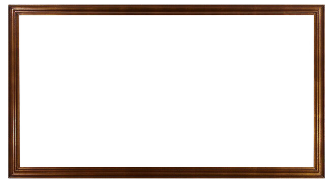 Narrow patterned wooden picture frame on a transparent background, in PNG format.