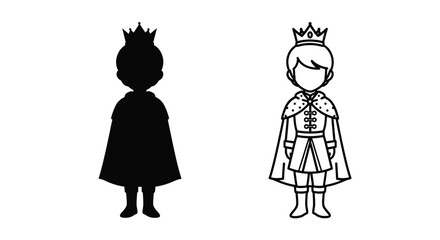 Two stylized cartoon princes depicted in black and white illustration