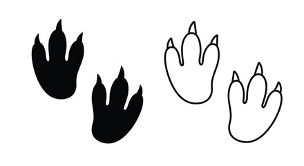 Fototapeta premium Black and white illustration of animal paw prints showing positive and negative space