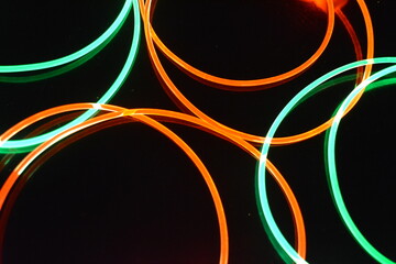 Light guides, illuminated thick transparent wire, cable, polyethylene tubes, rods with beautiful...