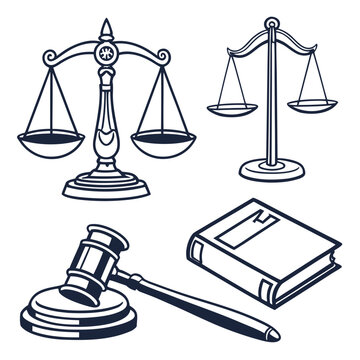 Law and justice icons including scales and gavel