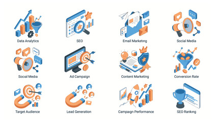 Fototapeta premium Digital marketing icons and concepts.