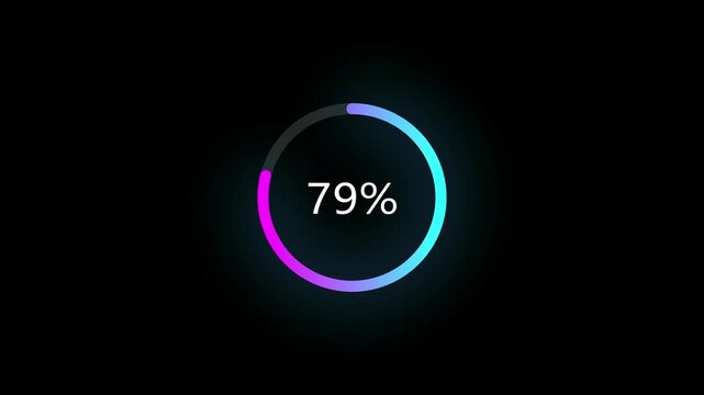 Animated of circle loading icon . 1 to 79% loading concept icon. and creating a stunning 4k video.