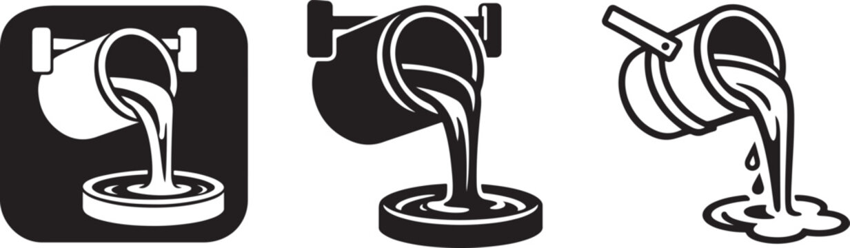 Molten metal pouring crucible bold line icon.