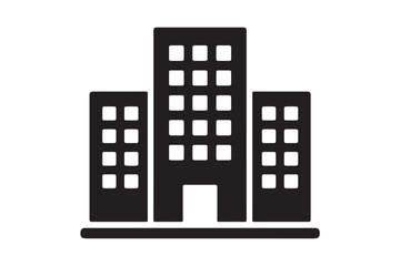 Naklejka premium Office building icon vector style black silhouette on white background
