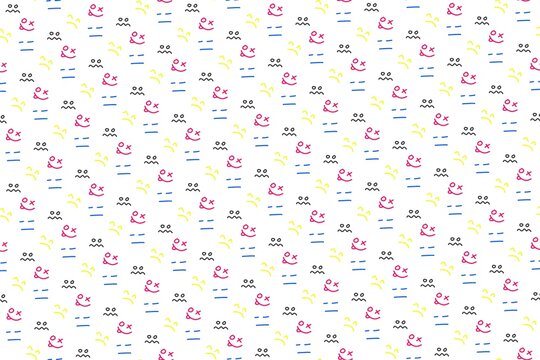 Seamless doodle emoji pattern on white background