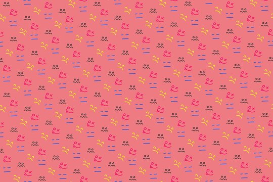 Pink seamless pattern with doodle emoji expressions