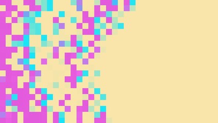 Obraz premium Colorful pixel art background with pink and blue squares on cream
