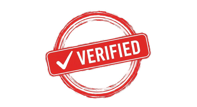 Red checked seal stamp with verified text and checkmark