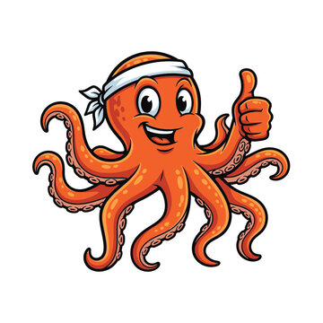Happy cartoon octopus chef giving a thumbs up.