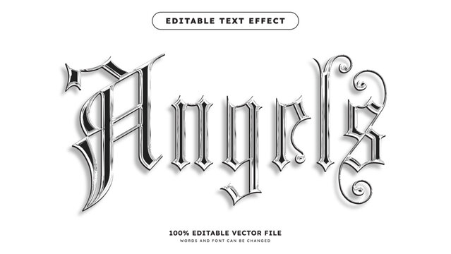 Silver Chrome Text Effect Medieval Gothic Font