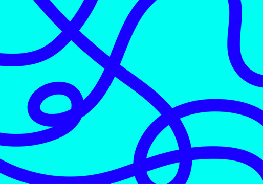 Patr&oacute;n de l&iacute;neas curvas azules entrelazadas sobre un fondo de color cian brillante