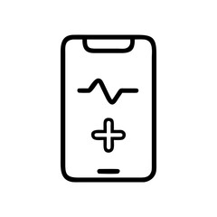 Fototapeta premium Health App Line Icon, Mobile Healthcare Application, Digital Health Monitoring and Medical App Outline Vector