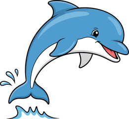Obraz premium Dolphin jumps out of water with joyful expression and playful water splash