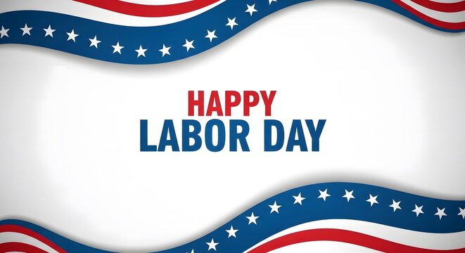 Happy labor day celebration with patriotic ribbons