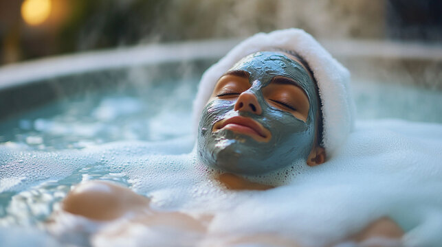 Relaxing Spa Escape A Woman Enjoys a Rejuvenating Mud Mask Treatment in a Soothing Atmosphere