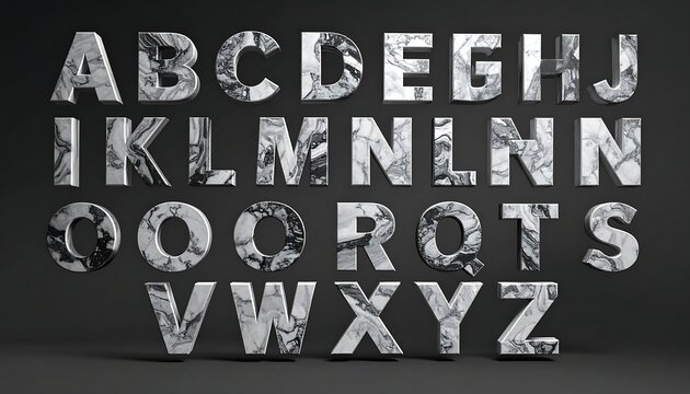 A distressed alphabet set on a dark background