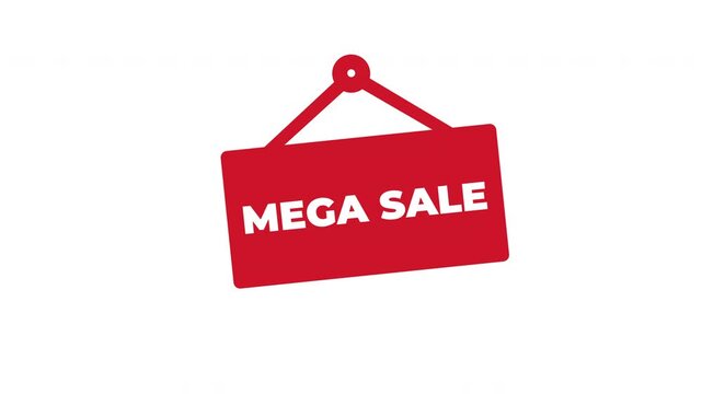 Minimalist Hanging Mega Sale Signboard Animation For Storefronts - Red On White Background