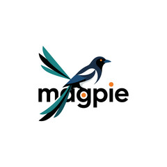 Fototapeta premium A contemporary representation of a magpie with striking colors and bold design, highlighting its features and emphasizing nature's beauty and artistry.