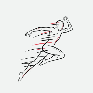 A stylized outline illustration depicting a running person