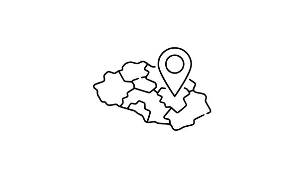 Regional location map pin line icon local area vector illustration
