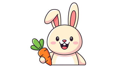 Fototapeta premium A cute cartoon bunny holding carrot.