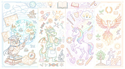 Fototapeta premium Whimsical Learning Adventures A Magical Journey Through Knowledge, Creativity, and Personal Growth
